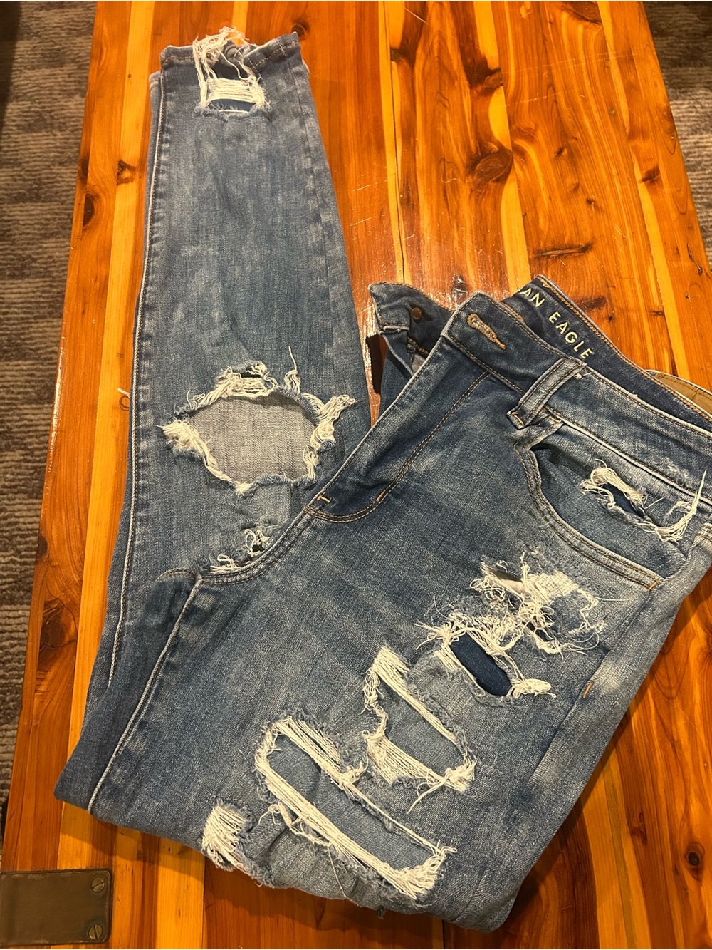 American Eagle Outfitters Women’s Distressed Blue Denim Jeans